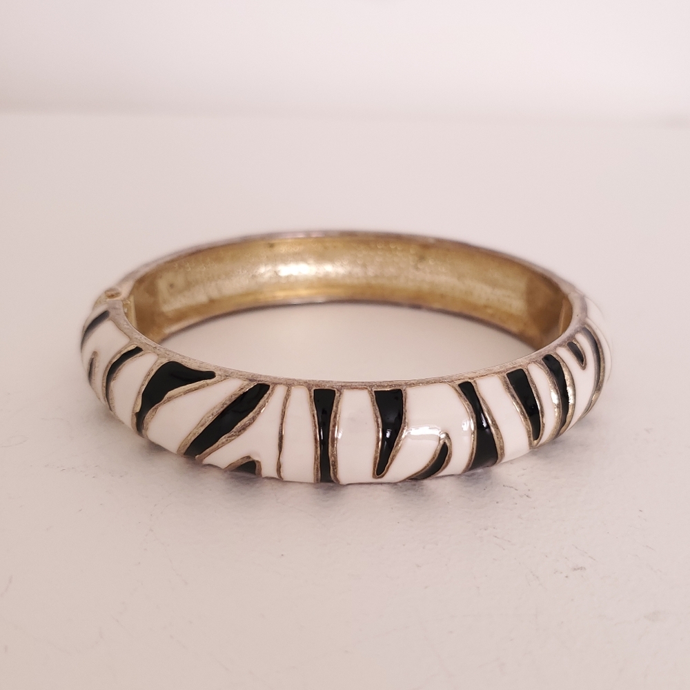 White Black & Gold Bangle Bracelet